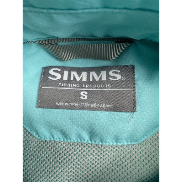 Simms Fishing Products Shirt Women's Small Blue Long Sleeve Button Up Vented - Picture 2 of 7